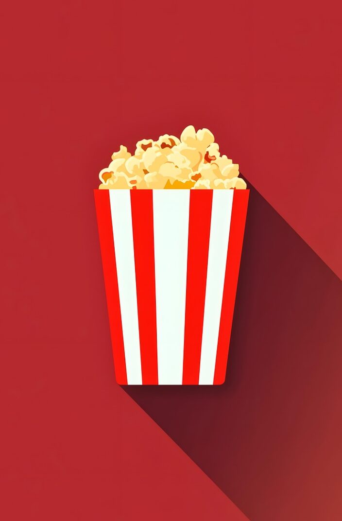 Popcorntüte auf roten Hintergrund